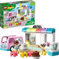 LEGO DUPLO 10928 Pyragų kepyklėlės žaidimų rinkinys su kavinės automobiliais, pyragais ir keksiukais Dideli akmenys mažyliams nuo 2 metų