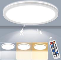 LEZOE LED lubų šviestuvas su judesio jutikliu, reguliuojamas, 24 W, 2400 lm, Radar Sesor lubų šviestuvas, reguliuojamas, 3000 K/4000 K/6500 K, IP54 jutiklis, skirtas vonios kambariui, garažui, laiptams, rūsiui, prieškambariui, balkonui, koridoriui, 30 cm