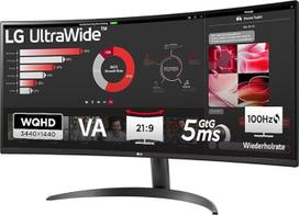 LG, 34 colių, "UltraWide", 1800R išlenktas QHD monitorius, 3440 x 1440, 34WR50QK-B.AEU, 21:9, 5 ms GtG, 100 Hz, HDR10, 99 % sRGB, PBP režimas, "OnScreen Control", "AMD FreeSync" - juodas
