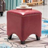 LH Platz Minkšta medinė sėdynė Footstool Footstool Ottoman Pouffe kėdė Foot Stool su imitacija aliejinės vaško odos danga Rankų kniedės kraštų sandarinimas gyvenamajame kambaryje, miegamajame ir biure