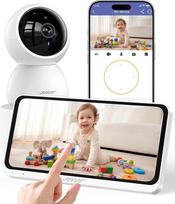 Liečiamasis ekranas ir ekrano padalijimo funkcija, 6,5 colių WLAN kūdikių stebėjimo kamera su kamera ir programėle | PTZ 360°, 4 MP, HDR naktinio matymo vaizdo kūdikių stebėjimo kamera, mastelio keitimas pirštais ir 5 kartų priartinimas, VOX režimas, dvip