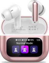Liečiamasis ekranas, „Bluetooth“ ausinės, 2026 m. modelio ausinės, belaidės „Bluetooth 5.4“ su ANC + ENC triukšmo slopinimo mikrofonu, 48 valandų grojimo trukmė, gilaus boso ausinės su 5 ekvalaizerio režimais, IP7 atsparumas vandeniui, rožinės spalvos