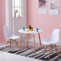 LiePu valgomojo stalas Apvalus virtuvės stalas Skandinaviškas MDF mažas valgomojo stalas su medinėmis kojomis 2-4 žmonėms H x D 73 x 80 cm Baltas