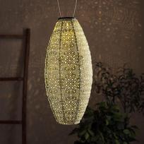 Lights4fun LED saulės žibintas žalias ovalus Tyvek Maroko žibintas Lauko
