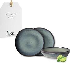 like. by Villeroy & Boch - "Lave Gris" 4 dalių keraminių indų rinkinys, keramikos išvaizdos, pietų servizas 2 asmenims, pilkas