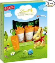 Lindt Chocolate Choco Carrots | 2 x 54 g | Pieninis šokoladas morkų formos su smulkiai maltais lazdyno riešutais | Vaikų velykinių lizdų įdaras | Velykinė dovana | 2 x pakuotė po 4 vnt.