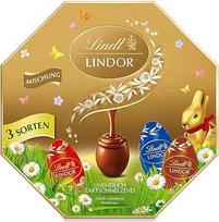 Lindt Lindor Velykų šokolado mišinys | 144 g kasetė | Trijų rūšių švelniai tirpstantys LINDOR kiaušiniai: Pieniškas, švelniai raugintų riešutų | Velykų šokoladas | Šokoladinė dovana | Pakuotė po 1 vnt.