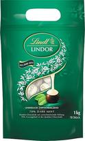 Lindt šokoladas | LINDOR maišelis "Dark Mint" | 1 kg | 80 rutuliukų švelnaus karčiojo šokolado su švelniu tirpstančių mėtų įdaru tamsiame šokolade | Šokoladinė dovana dalintis