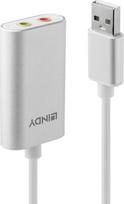 LINDY 42926 0,17 m USB A tipo į garso išėjimą keitiklis – sidabrinis