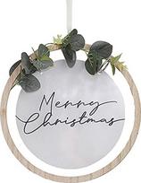 Linksmas Kalėdų vainikas Botaninis eukaliptų dekoratyvinis vainikas Durų ir sienų vainikas Advento susitarimas Žalia, balta ir natūrali medinė ir akrilinė Kalėdų dekoracija Durų ir sienų dekoracija Žiema ir adventas