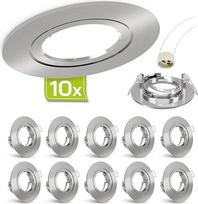 linovum 10x įleidžiamo prožektoriaus rėmelių rinkinys - tvirtinimo rėmelis apvalus šlifuotas nerūdijantis plienas, standus, įskaitant GU10 lizdą LED, halogeniniams šviestuvams