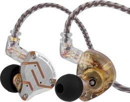 LINSOUL KZ ZS10 Pro, 4BA+1DD, 5 garsiakalbių ausinės, Hi-Fi laidinės ausinės, žaidimų ausinės, hibridinės IEM ausinės, nuimamas 2-pin kabelis (su mikrofonu, ryškiai geltonos spalvos)