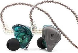 LINSOUL KZ ZSX 5BA+1DD 6 draiverių hibridinės vidinės Hi-Fi ausinės su cinko lydinio priekine plokštele ir 0,75 mm, 2 kontaktų nuimamu kabeliu, skirtos muzikantams audiofilams (be mikrofono, žydros spalvos)