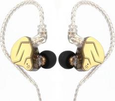LINSOUL KZ ZSN PRO X hibridinės metalinės ausinės su dviem garsiakalbiais (1BA + 1DD) – Hi-Fi ausinės su nuimamu įleistiniu 2-pin kabeliu (auksinės, su mikrofonu) | Metalinės Hi-Fi ausinės su nuimamu įleistiniu 2 kontaktų kabeliu iš cinko lydinio su mikro