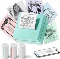 Lipdukų spausdintuvas, „PM290 Mini“ „Bluetooth“ terminis spausdintuvas su ritininiu popieriumi | Mini spausdintuvas, skirtas išmaniesiems telefonams, studijų užrašams, dienoraščiams, savarankiškai pagamintoms dovanoms – mokyklai, biurui, žalios spalvos