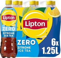 LIPTON ICE TEA Zero Lemon, citrinų skonio ledinė arbata be cukraus, vienkartinė (6 x 1,25 l)