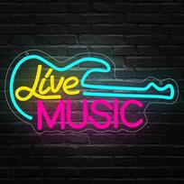 Live Music Neon Sign Guitar Neon Lights LED Sign Luminous Sign Lettering for Wall Decoration USB Neon Light for Bar Music Stadio Night Club Party Music Studio