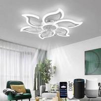 LJX lubų šviestuvas su ventiliatoriumi, tylus, suderinamas su "Alexa" ir "Google Assistant", 88 cm, gėlių lubų ventiliatorius su apšvietimu ir nuotolinio valdymo pultu, 2,4 GHz, "WiFi" laikmatis, reguliuojamas, skirtas miegamajam, baltas