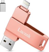 Lncnnk USB atmintinė 512GB "iPhone" MFi sertifikuota USB 3.0 Lightning Memory Stick 3-in-1 Photo Stick Pen Drive išorinės atminties plėtinys USB C Backup for iOS/Android/PC, rožinė