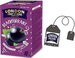 Londono vaisiai | Juodųjų serbentų arbata | Vienkartinis maišelis - 20 filtrų (40g) | Vaisių žolelių arbata be kofeino