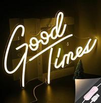 Looklight Neon Sign Warm White Good Times Neon ženklai LED neoninė šviesa USB valdomos raidės LED neoninis ženklas vestuvėms, gimtadieniui, jubiliejui, vakarėliui, miegamajam, barui, užeigai