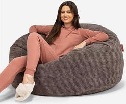 Lounge Pug, Mamutas Sofa Bean Bag XXL Milžiniška kėdė Pom-Pom Šokoladas
