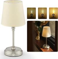 Lovos šviestuvai Akumuliatorinės belaidės stalinės lempos 5200 mAh gyvenamajam kambariui su įjungta lemputė Dimmable Table Lamp 3-in-1 Lampshade for Bedroom Dining Room Home Decor Silver