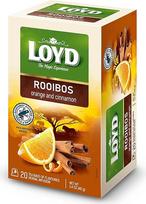 LOYD - "Rooibos" arbata "Orange & Cinnamon" - 20 atskirai supakuotų arbatos maišelių - aukščiausios kokybės, aromatinga, saldi, su apelsinų žievelėmis ir erškėtuogių vaisiais, švelni, be kofeino, skirta vaikams, nėščioms moterims