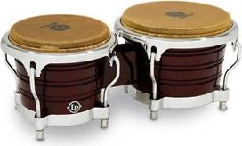 LP Latin Percussion LP813606 II kartos mediniai bongo iš tamsaus medžio su chromuotomis detalėmis