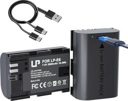 LP LP-E6N LP-E6 atsarginis akumuliatorių rinkinys (2 vnt.), 2600 mAh akumuliatoriai su USB-C įkrovimo jungtimi