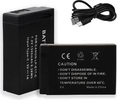 LP-E17 1300 mAh akumuliatorius, skirtas „Canon“ fotoaparatams EOS RP, R8, R10, R100, „Rebel“, T8i, T7i, T6i, T6s, SL2, SL3, M3, M5, M6, 200D, 250D, 77D, 750D, 760D, 800D, 8000D, KISS X8i skaitmeniniams fotoaparatams, 2 vnt.