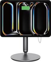 LULULOOK [Patobulintas magnetinis belaidis įkrovimo stovas, skirtas „iPad Pro“ 11 colių M5 (2025)/M4 modeliams, sulankstomas „iPad Pro“ stovas su 360° pasukamu pagrindu, 18 W galios aliuminis planšetinio kompiuterio stovas su USB-C kabeliu