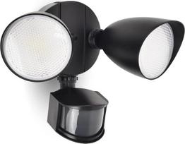 LUTEC 23,5 W PIR LED saugos šviestuvas, lauko šviestuvas su jutikliu, prožektorius su PIR, 1700 LM, LED, integruotas dvigalvis prožektorius, skirtas lauko erdvėms: terasai, sodui, kiemui, juodos spalvos, 5000 K
