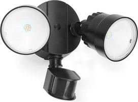 LUTEC „Shrimp“ 12 W PIR LED apsauginis šviestuvas, 1250 lm, 5000 K, lauko šviestuvas su jutikliu, sieninis lauko šviestuvas su integruotu dvigubu prožektoriumi, skirtas terasai, sodui, kiemui, juodos spalvos