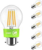 LVWIT 2,2 W B22 LED lemputė, A energinė klasė, kaitinamoji G45, 2700 K šiltai balta, 470 liumenų, 40 W pakaitalas, kaimiško stiliaus lemputė, lemputės formos, nestabdoma, skaidri (6 vnt.)