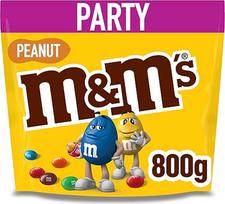 M&M's Peanut Bulk Pack Chocolate, traškus šokoladas su spalvotu cukraus apvalkalu kaip saldainiai, vakarėlių mišinys, 1 x 800 g, Kalėdoms arba kaip advento kalendoriaus saldainiai