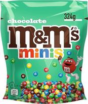 M&M's Mini šokoladas, traškūs šokoladiniai saldainiai su spalvotu saldainių dėklu, pieniškas šokoladas, kuriuo galima dalytis 324g