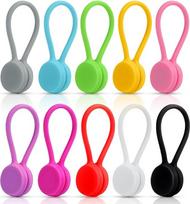 Magnetinės laidų juostelės, 10 vnt., silikoninės laidų juostelės, 11 cm, spalvotos laidų juostelės namams, biurui, kelionėms, daugkartinio naudojimo laidų tvarkyklė maitinimo laidams, USB laidams, įkrovimo laidams