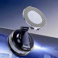 Magnetinis automobilinis telefono laikiklis su siurbtuku, dvigubai sulankstomas, skirtas „Tesla“ automobiliams | Reguliuojamas 360°, dvigubai sulankstomas. Pagamintas iš cinko lydinio, su stipriu magnetu. Skirtas „iPhone 17 Pro Max“, 16, 15, 14, „Plus“ mo