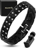 MagnetRX® itin stipri magnetinė apyrankė - magnetinės apyrankės vyrams - reguliuojamo ilgio vyriška apyrankė su įrankiu dydžiui nustatyti (juoda)