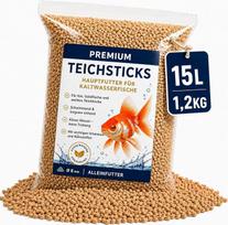 Maistas tvenkinio žuvims, 15 l / 1,2 kg – maisto lazdelės tvenkinio karpiams ir auksinėms žuvytėms, 6 mm