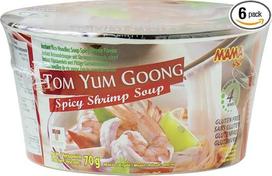 MAMA – Greitai paruošiamų ryžių makaronų „Tom Yum Goong“ dubuo – daugiapakė (6 x 70 g)