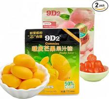 Mango „Peelable“ saldainiai, 68 g/pakelis, 50 % sulčių kiekio guminukai, baltojo persiko žievelės skonio saldainiai, šveičiamieji guminukai, sveiki desertai, vestuviniai saldainiai, saldumynai, greitai paruošiamieji vaisiniai užkandžiai (derinkite ir rink