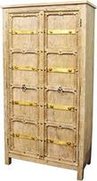 Marakešas Boho spinta iš balto medžio masyvo 185 cm Highboard Daugiafunkcinė spinta Bilel, skirta svetainei, prieškambariui ir miegamajam, kaip rytietiški baldai Biuro dokumentų spinta