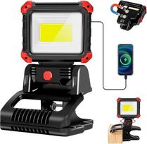MASMEJOR LED darbo žibintas su baterija, spaustuku ir magnetiniu pagrindu, 2100 LM, 2600 mAh | 3 apšvietimo režimai, pasukamas 270°, USB išvesties funkcija, patogi rankena, nešiojamas – tinka kempingui, kepimui ant grotelių, žvejybai, dirbtuvėms, avarinėm