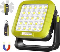 MASMEJOR LED akumuliatorinis prožektorius, 1500 lm, 5400 mAh, magnetinis pagrindas, 7 apšvietimo režimai, IP44 | 30 W, pasukamas 360°, USB išėjimo funkcija, raudonos ir mėlynos šviesos, lengvas ir patogus nešiotis, skirtas kempingui, statybvietei, garažui