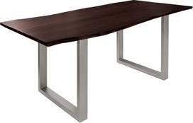 MASSIVMOEBEL24.DE Freeform 3 Akacijų medžio stalas 180 x 90 x 76 cm Rudos kojos Matinis sidabrinis