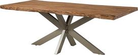 MASSIVMOEBEL24.DE Freeform 3 Sheesham medžio stalas Natūraliai tonuotas kryžiaus rėmas, matinis sidabro spalvos 200 x 100 x 77 cm Medžio masyvo stalas Medžio kraštai Valgomojo stalas