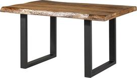 MASSIVMOEBEL24.DE Freeform 5 Mango medienos medžio stalas Natūralus lakuotas + matinio antracito spalvos U formos kojelės 160 x 90 x 77 cm Medžio masyvo stalas Medžio krašto stalas Valgomojo stalas