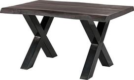 Massivmoebel24.de Freeform 5 Mango medienos medžio stalas, pilkas lakas, antracito blizgesio X formos kojos, 140 x 90 x 77 cm, medžio masyvo stalas, Wane, valgomojo stalas